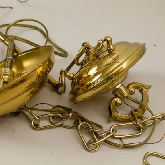 Alabaster Brass Hanging Bowl Chandelier Lightolier